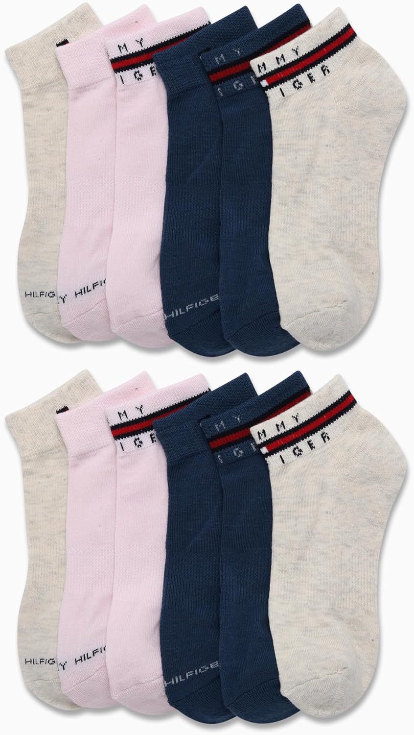 Женские носки Tommy Hilfiger Quarter - 12 пар спортивных носков с мягкой подошвой и поддержкой свода стопы (размеры: 4-10), Beige Heather Assorted — фото 3