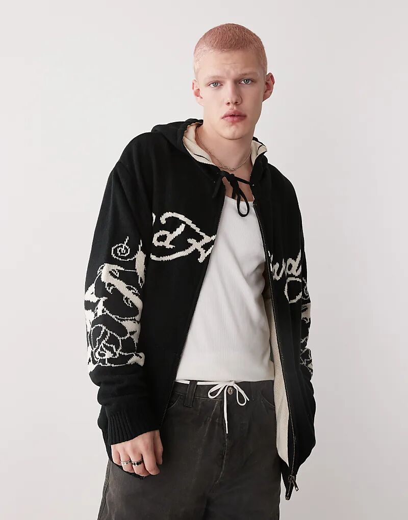 

Вязаная толстовка с капюшоном Love Kills черного цвета Ed Hardy