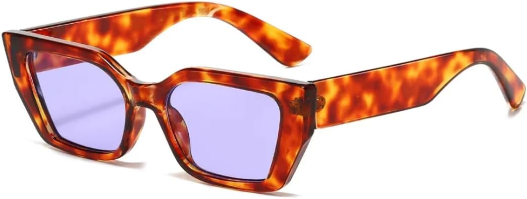 

Женские модные солнцезащитные очки маленького прямоугольного размера, градиентный океанский цвет, двухцветные, ретро-очки, защита от УФ-излучения UV400. Мужские солнцезащитные очки TVTBBVV, Leopard Purple