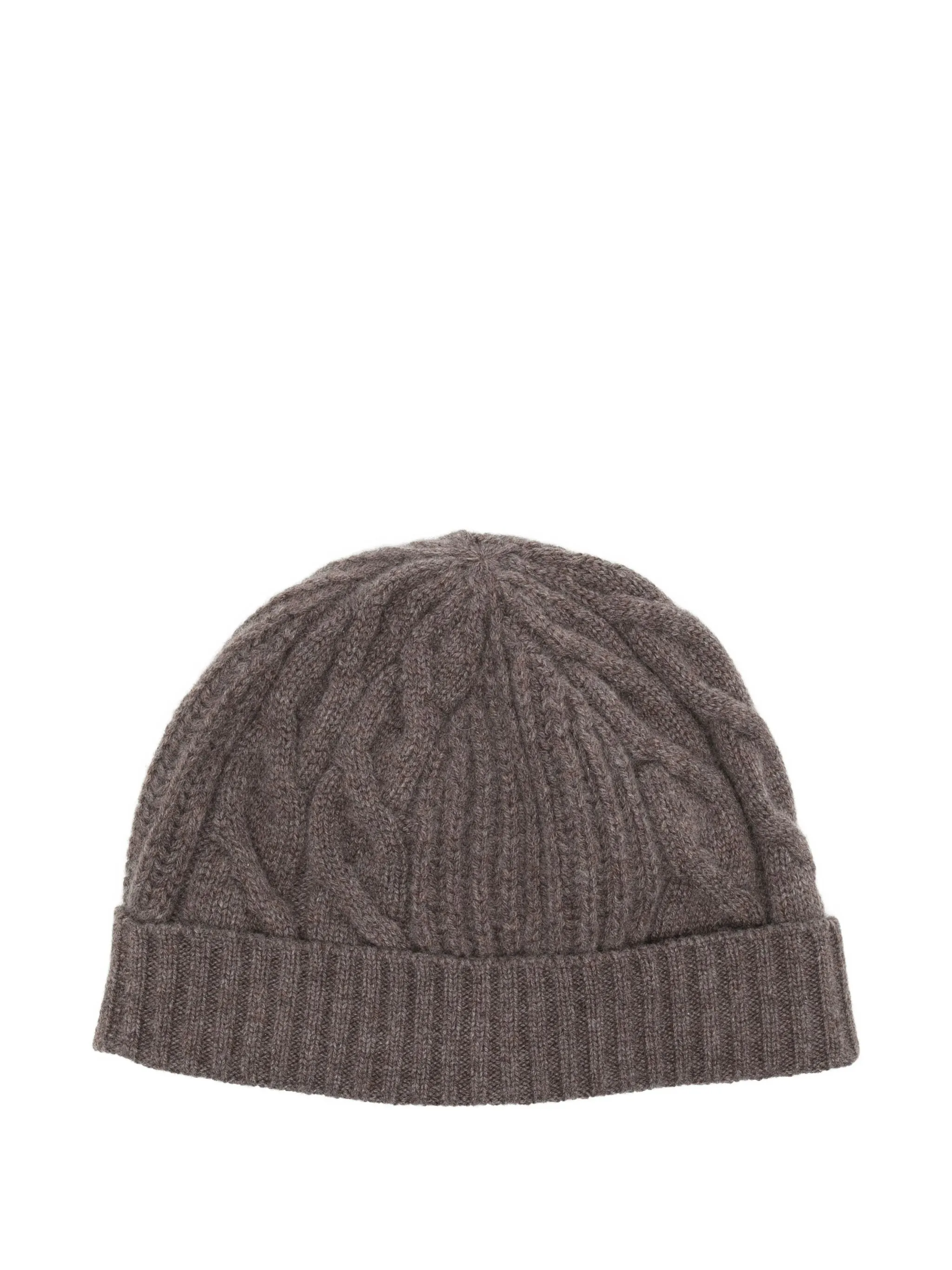 

Кашемировая шапка бини фактурной вязки N.Peal, коричневый