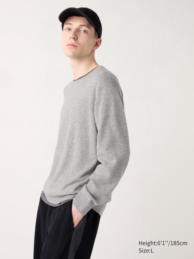 

Джемпер с круглым вырезом из 100% кашемира Uniqlo, цвет 03 серый