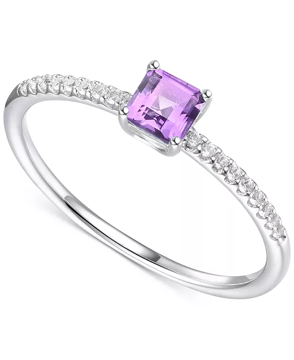 

Кольцо с голубым топазом (3/8 карата tw) и бриллиантом (1/20 карата tw) из стерлингового серебра (также с цитрином и аметистом) Macy'S, amethyst