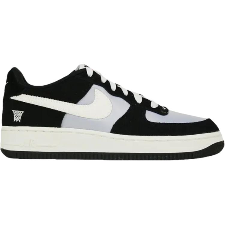 Air Force 1 устойчивые к истиранию низкие детские скейтбординг кроссовки подростки Nike, черный/белый — фото 4
