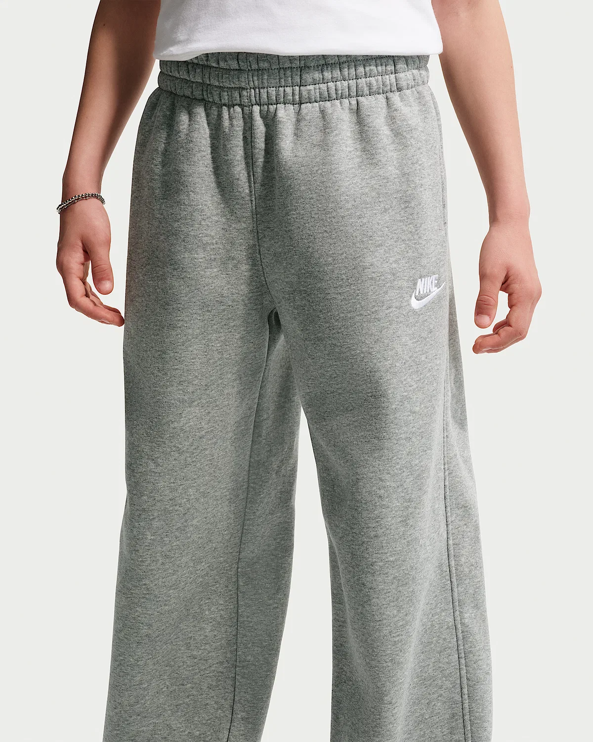 Детские свободные штаны с открытым низом Nike Sportswear, Dark Grey Heather/White — фото 3