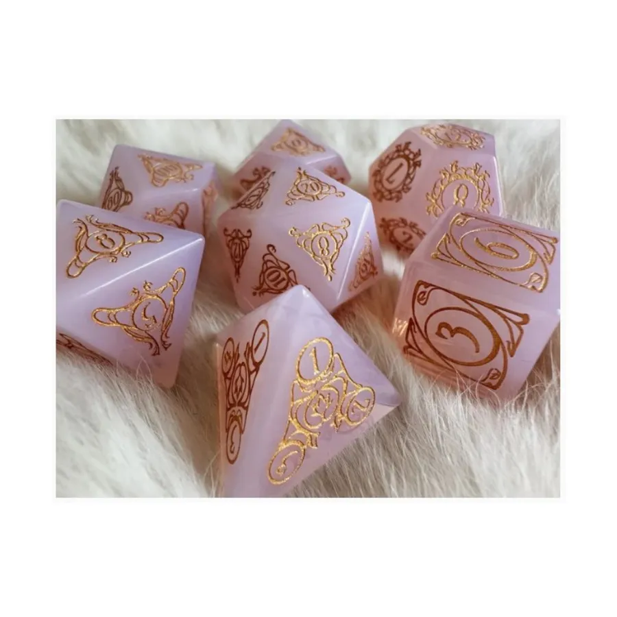 

Поли-набор Ария Суне — кубики розового опалита (7), Gem Stone Dice (Yaniir)