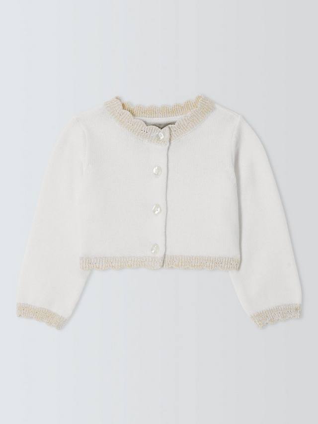 

Детский кардиган с золотой отделкой в виде гребешка John Lewis Heirloom Collection, слоновая кость