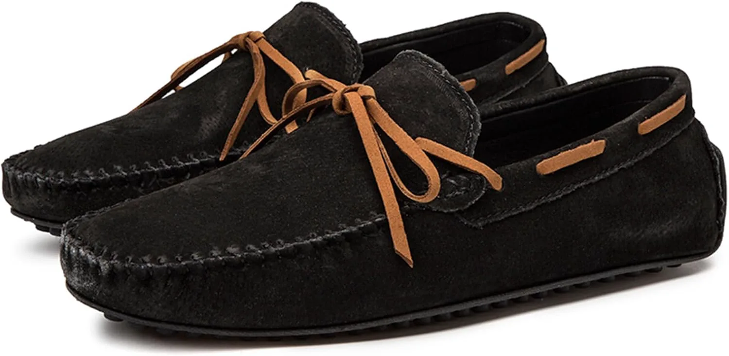 

Мужские мокасины из натуральной кожи, пенни-лоферы, повседневные, на шнуровке, слипоны, мягкие плоские туфли для вождения, комфортные повседневные лодочные туфли GLBDU, черный