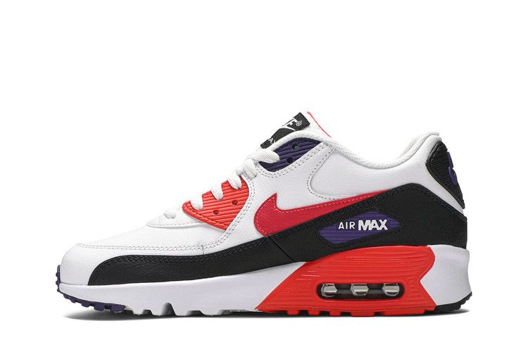 Кроссовки Nike Air Max 90 Leather GS 'White Bright Crimson', белый — фото 4