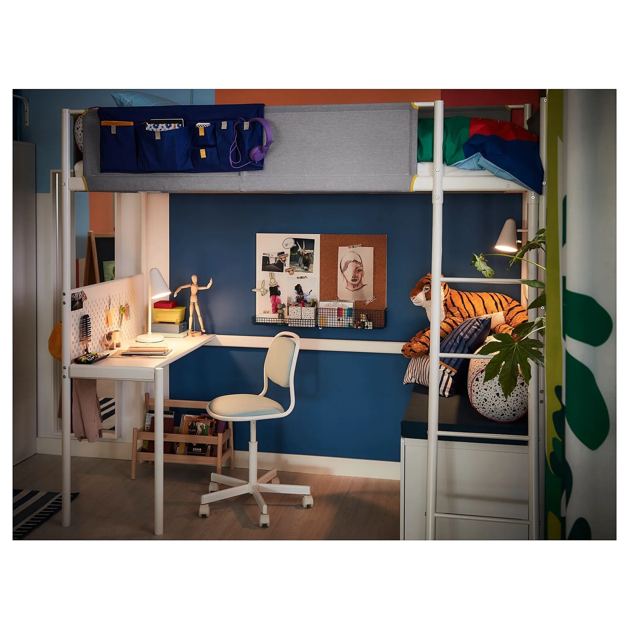 Кровать-чердак IKEA VITVAL, 90х200 см, белый/светло-серый — фото 3