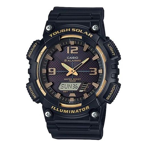 

Часы CASIO Waterproof Sports Solar Powered Mens Black/Gold Analog/Digital Combo, черный