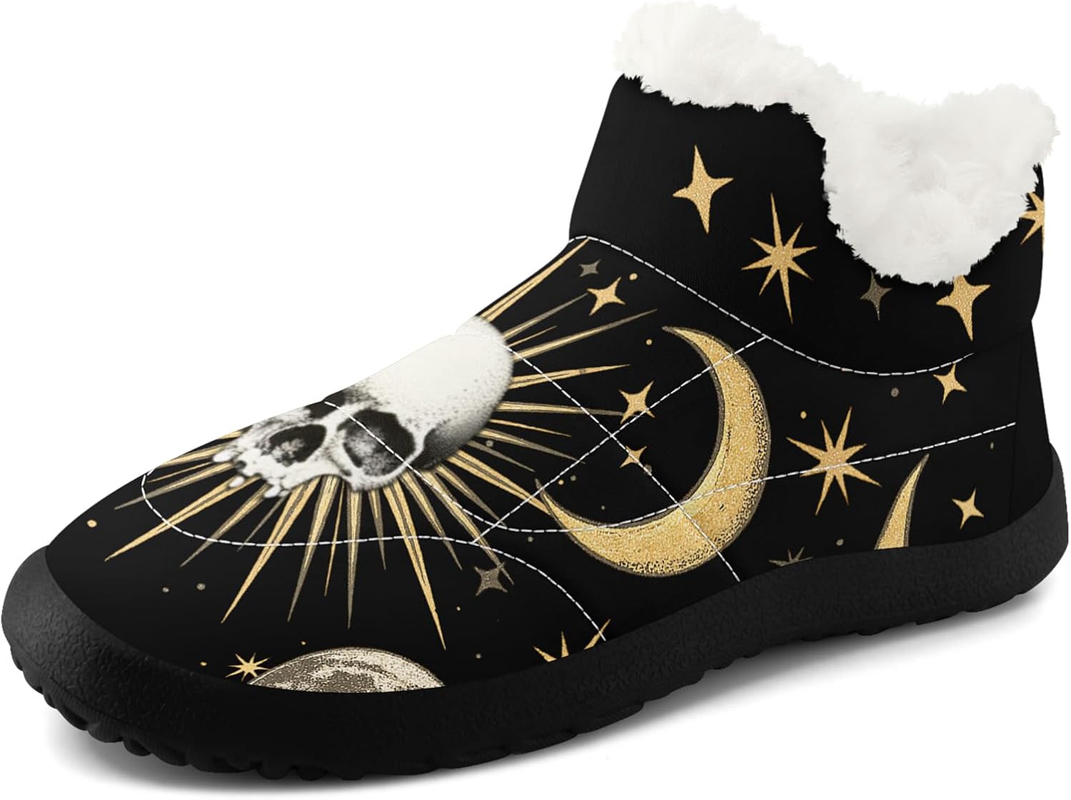 

Готические зимние ботинки для женщин и мужчин с черепами и цветочным узором, стильные и комфортные, теплые ботильоны, с мягкой искусственной меховой подкладкой, снегоступы Awsole, белый/черный/желтый