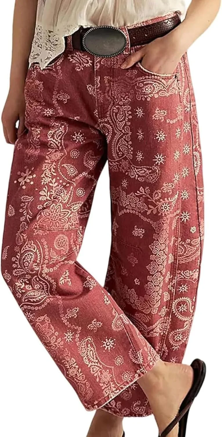 

Джинсы Barrel Jeans Women Baggy Heart с цветочным принтом