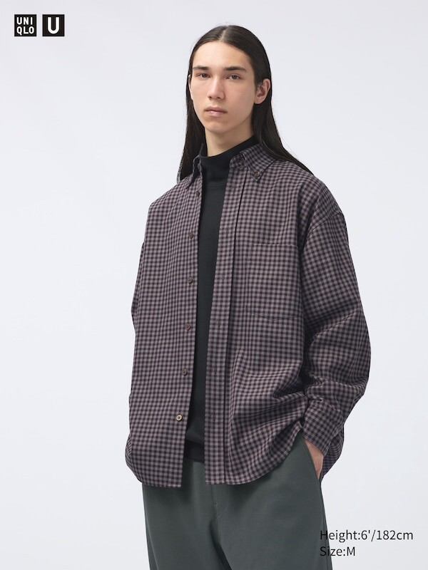 

Саржевая рубашка большого размера Uniqlo, коричневый
