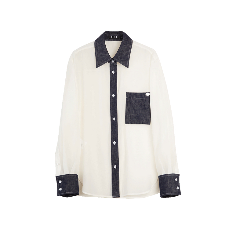 

ELLE Рубашка женская Ecru с лацканами тонкая
