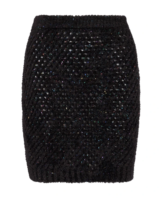

Короткая трикотажная юбка Balmain, черный