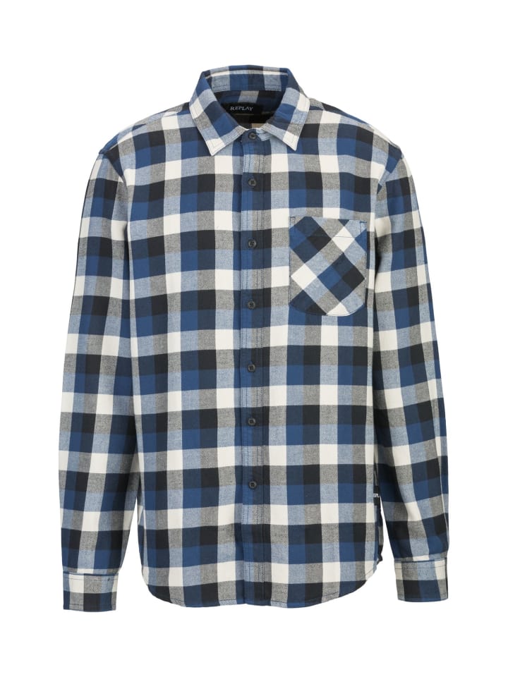 

Рубашка Replay, цвет navy/black/natural white