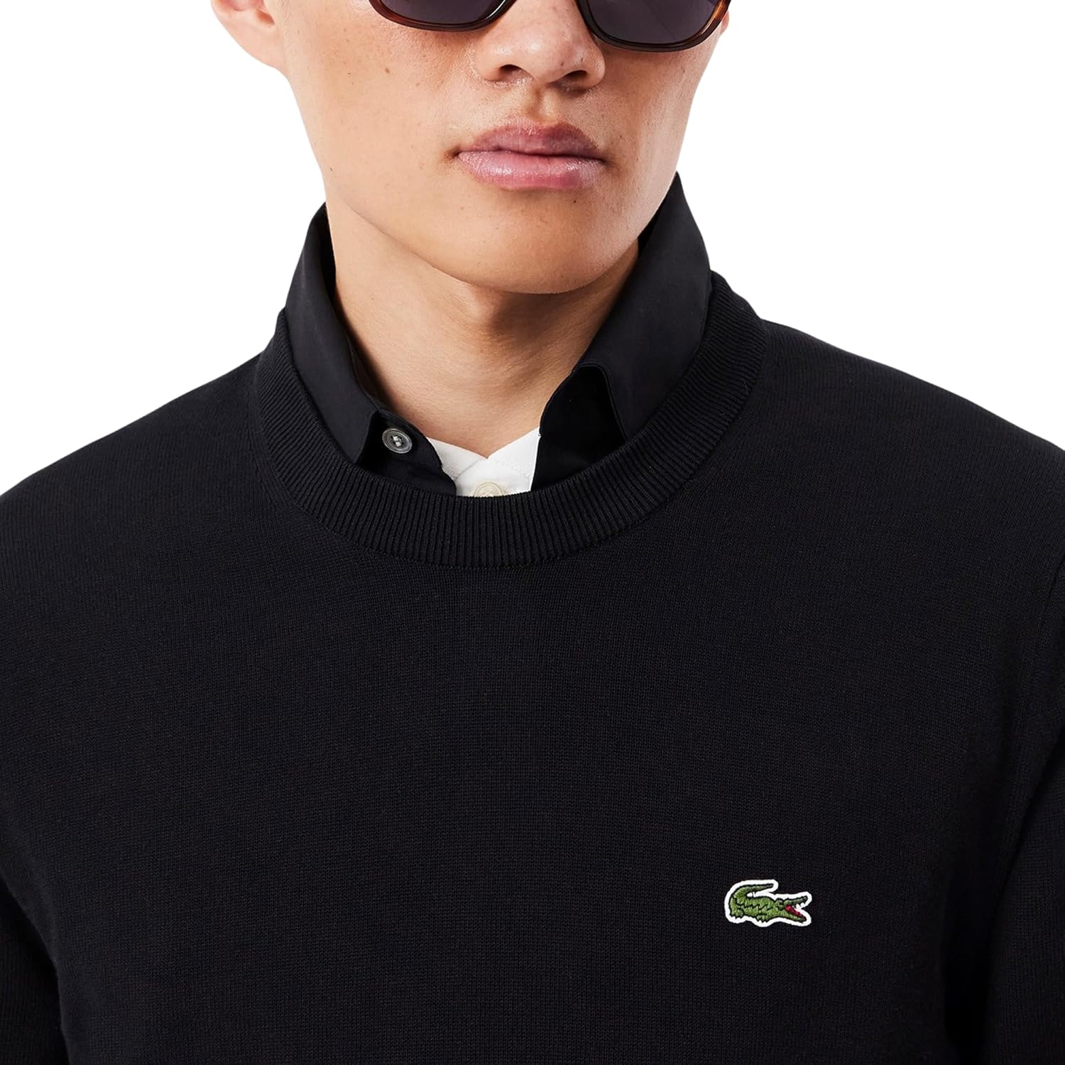 Lacoste мужской свитер с длинным рукавом и круглым вырезом, Regular Fit, Black — фото 2