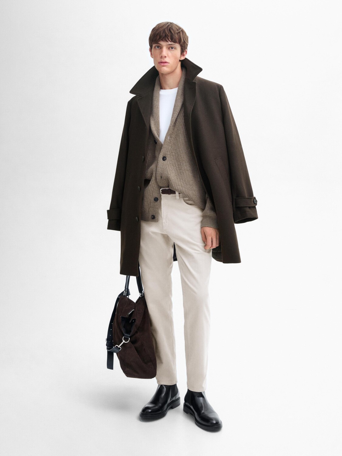 

Зауженные книзу вельветовые брюки Massimo Dutti, бежевый