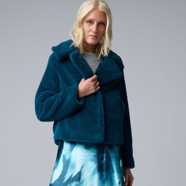 

Маленькая укороченная куртка из шерпы Simply Vera Vera Wang, цвет mediterranean sea
