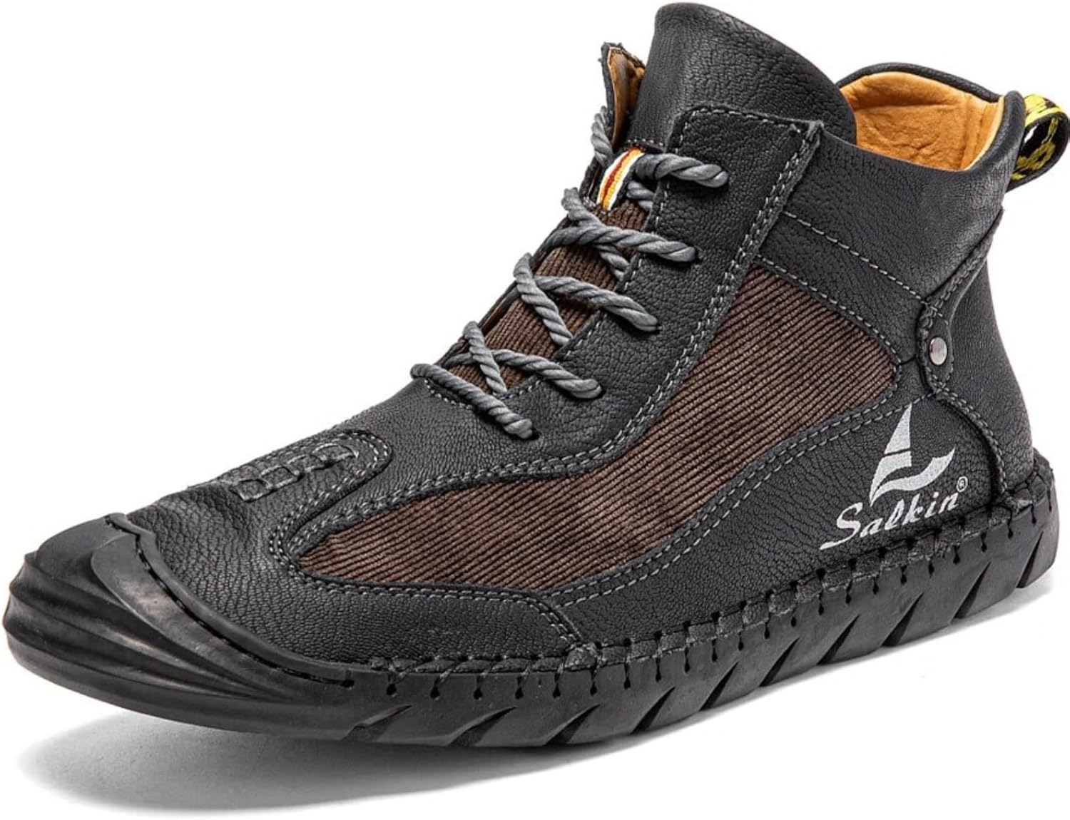 

Мужские винтажные вестерн-бутсы Myallfeet ручной работы, чукка, для активного отдыха и повседневной носки, обувь средней посадки для ходьбы и вождения, модные и удобные кожаные лоферы и водительские ботинки, черный