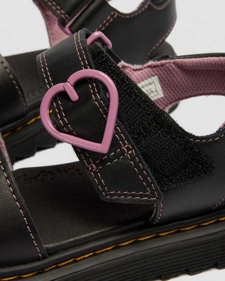 Детские туфли Junior Marlowe II с блестящим сердечком и кожаным ремешком Dr Martens, черный — фото 3