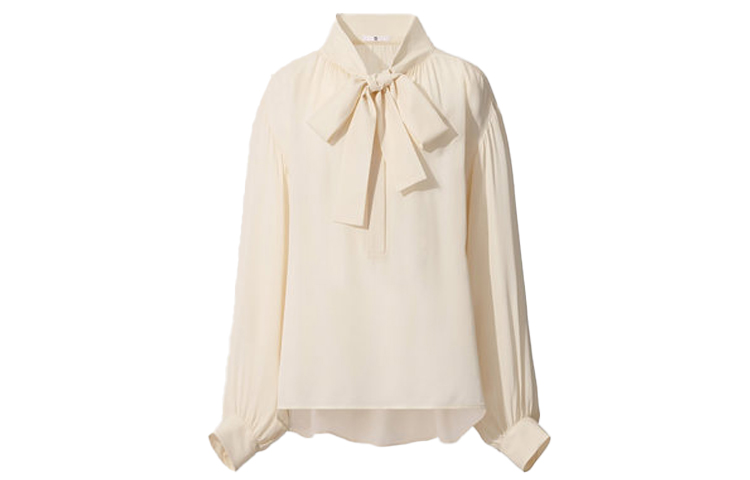 UNIQLO Блузка Women's Ivory Ribbon Collar Moderate Others — фото 3