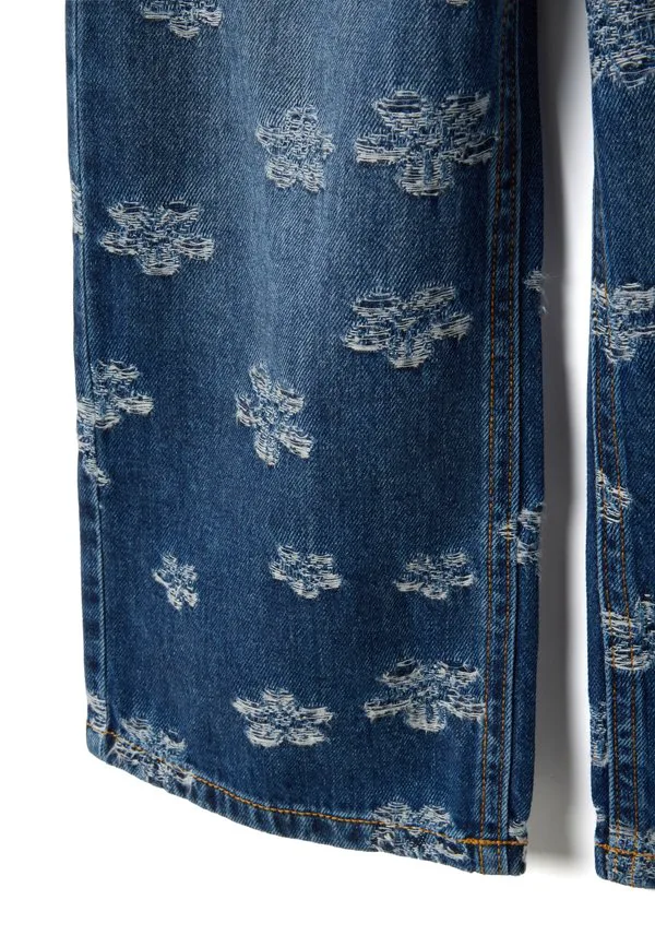 Джинсы прямого кроя с цветочным принтом, расклешенные. Ovs, Dark Blue — фото 4