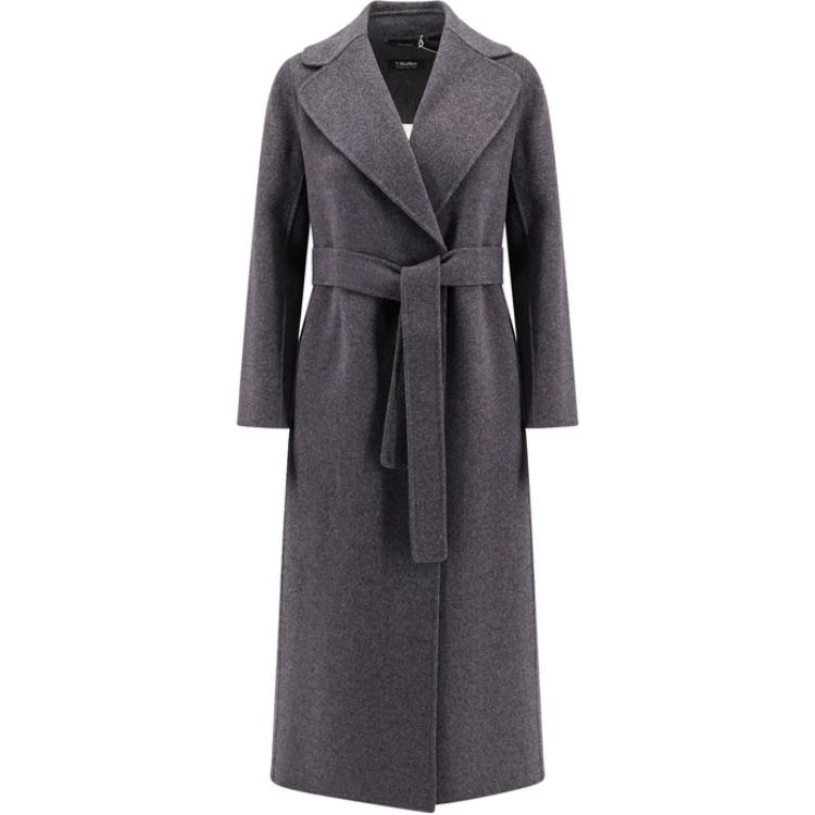 

'S MAX MARA Двубортное шерстяное пальто с капюшоном, Dark Gray
