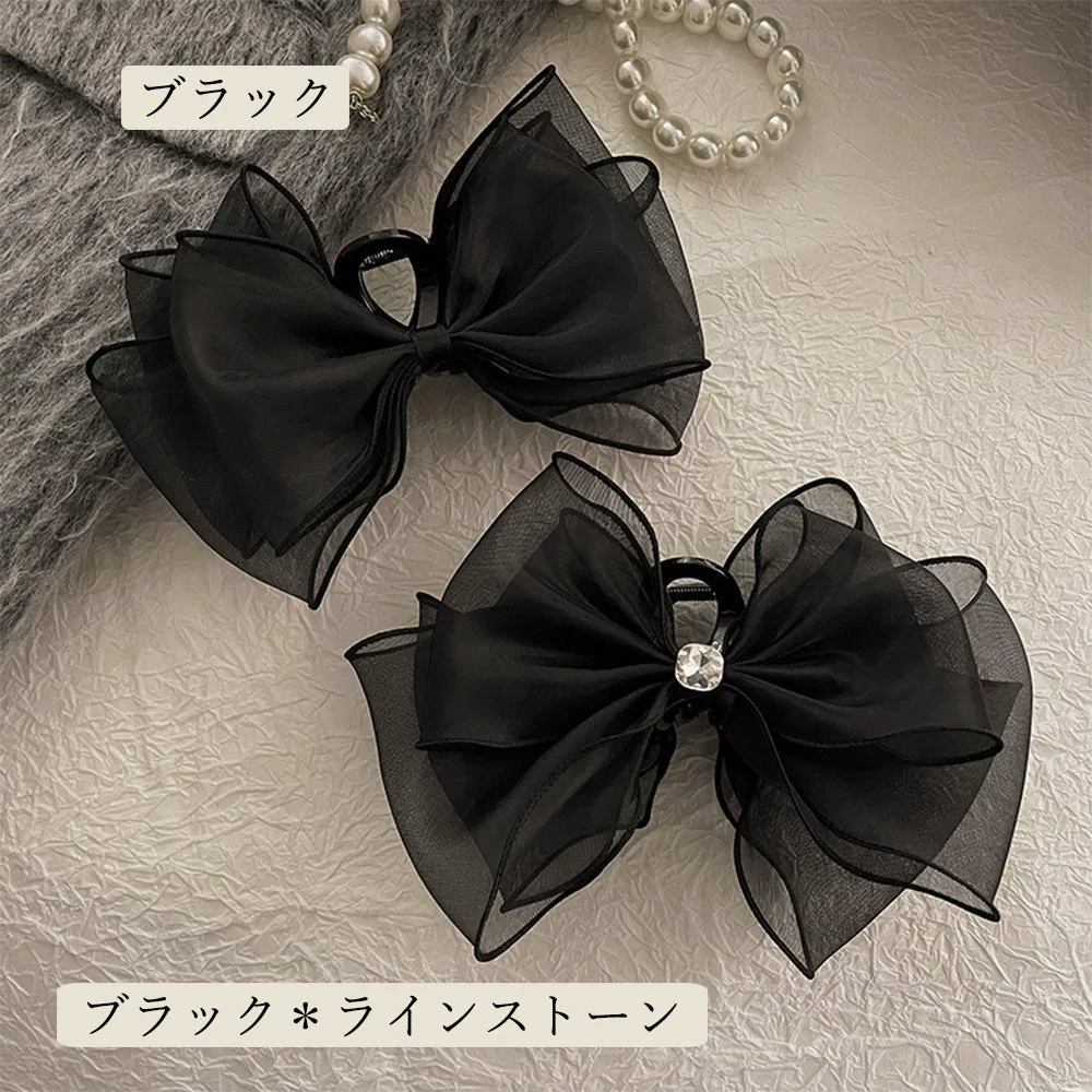 Большая черная ленточная заколка для волос для женщин Miniministore, black — фото 3
