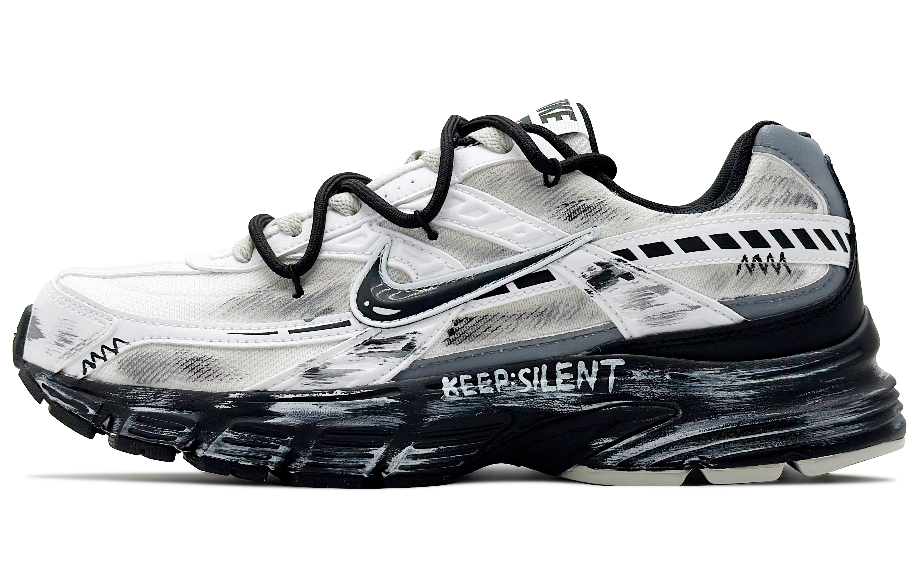 

Nike Кроссовки Initiator для бега по городу, износостойкие, низкие, повседневные, черные, белые, серые