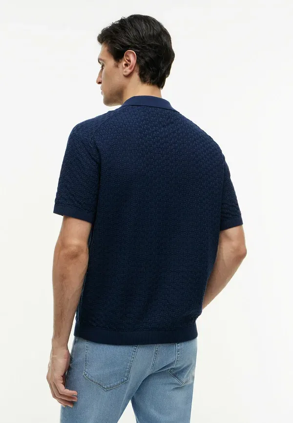 Футболка поло Tommy Hilfiger Gmd structure ss polo garment dyed, угольно-синий — фото 3