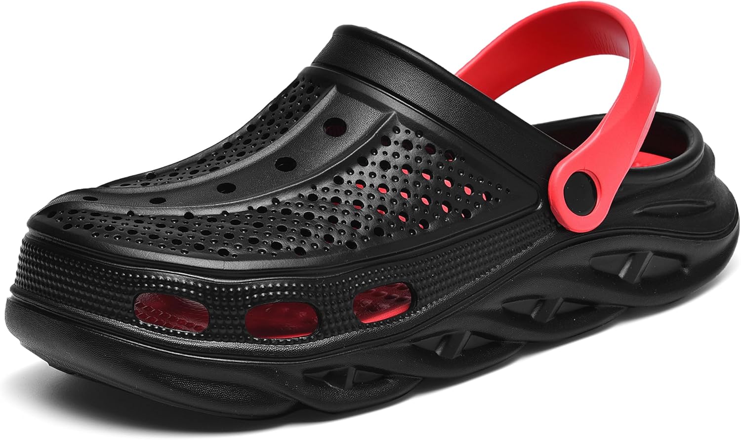 

Садовые сабо с поддержкой свода стопы, сандалии, подушка для восстановления после фасциита, стельки Clootess, черный/красный