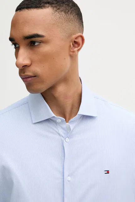 Рубашка с классическим узором в полоску slim fit Tommy Hilfiger, синий — фото 4