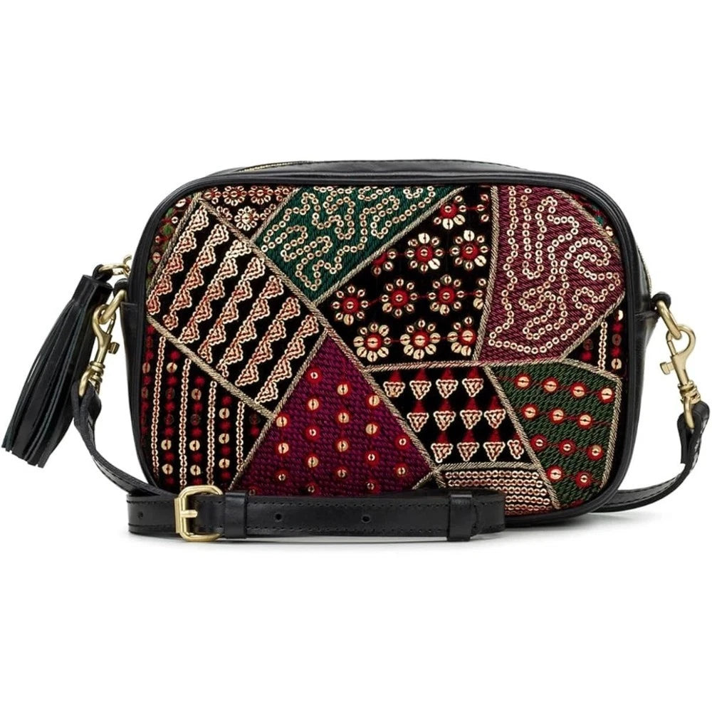 

Женская сумка Patricia Nash Josie Bag из разноцветной кожи с пайетками и ремешком через плечо, модель KFC140