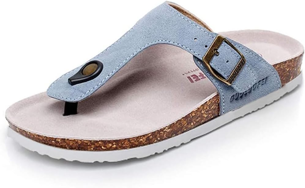 

Женские сандалии Asifn на плоской подошве, регулируемые кожаные повседневные открытые шлепанцы для мужчин, летние тапочки, синий