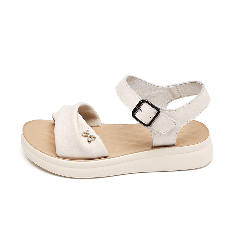 ZHR Женские сандалии на одной застежке бежевые, цвет Beige