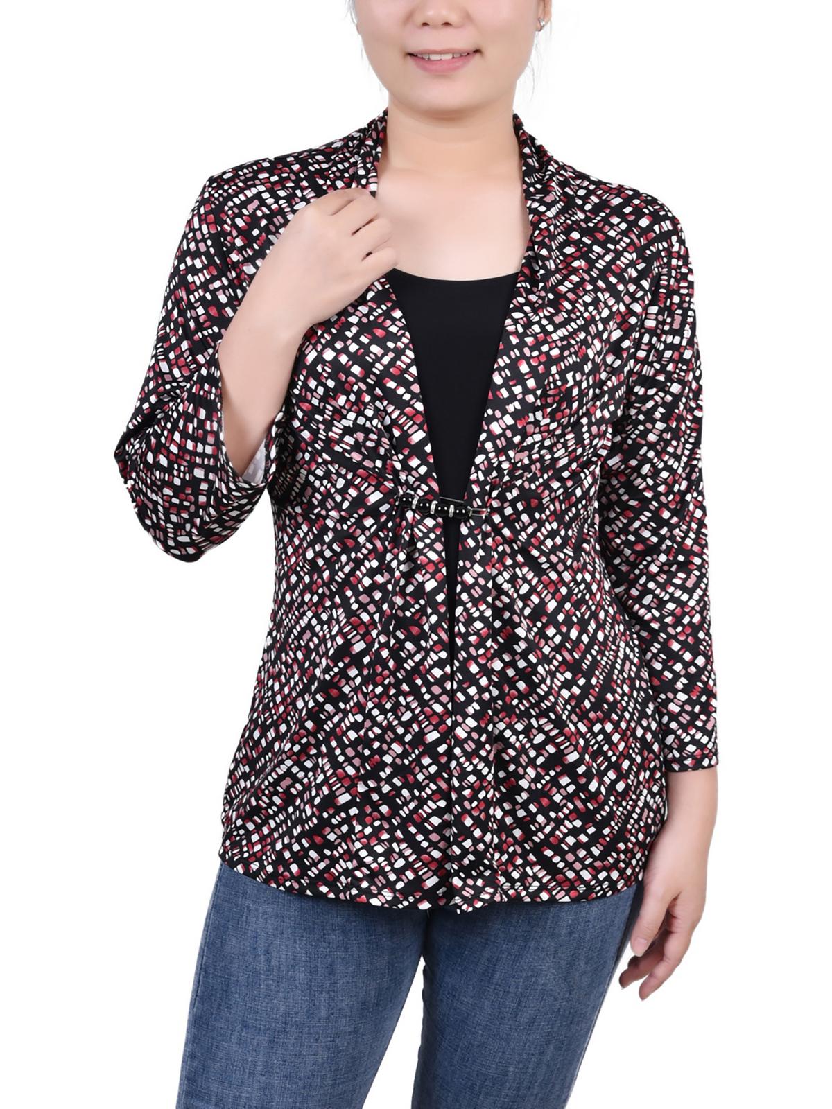 

Женская блузка Petites с принтом и рукавом три четверти NY Collection, цвет lilas brushed abstract