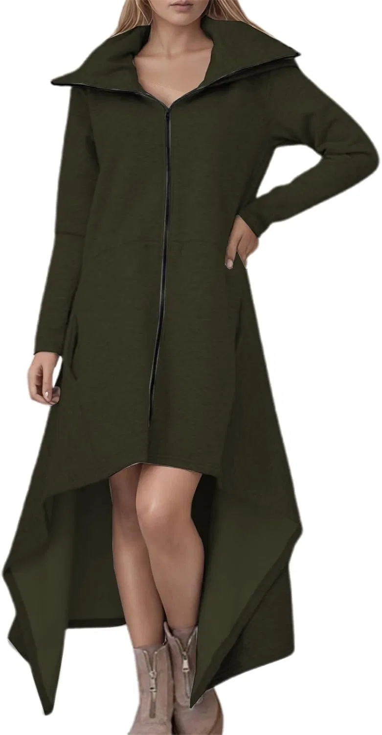 Толстовка-платье с капюшоном оверсайз из флиса с карманами, Dark Green