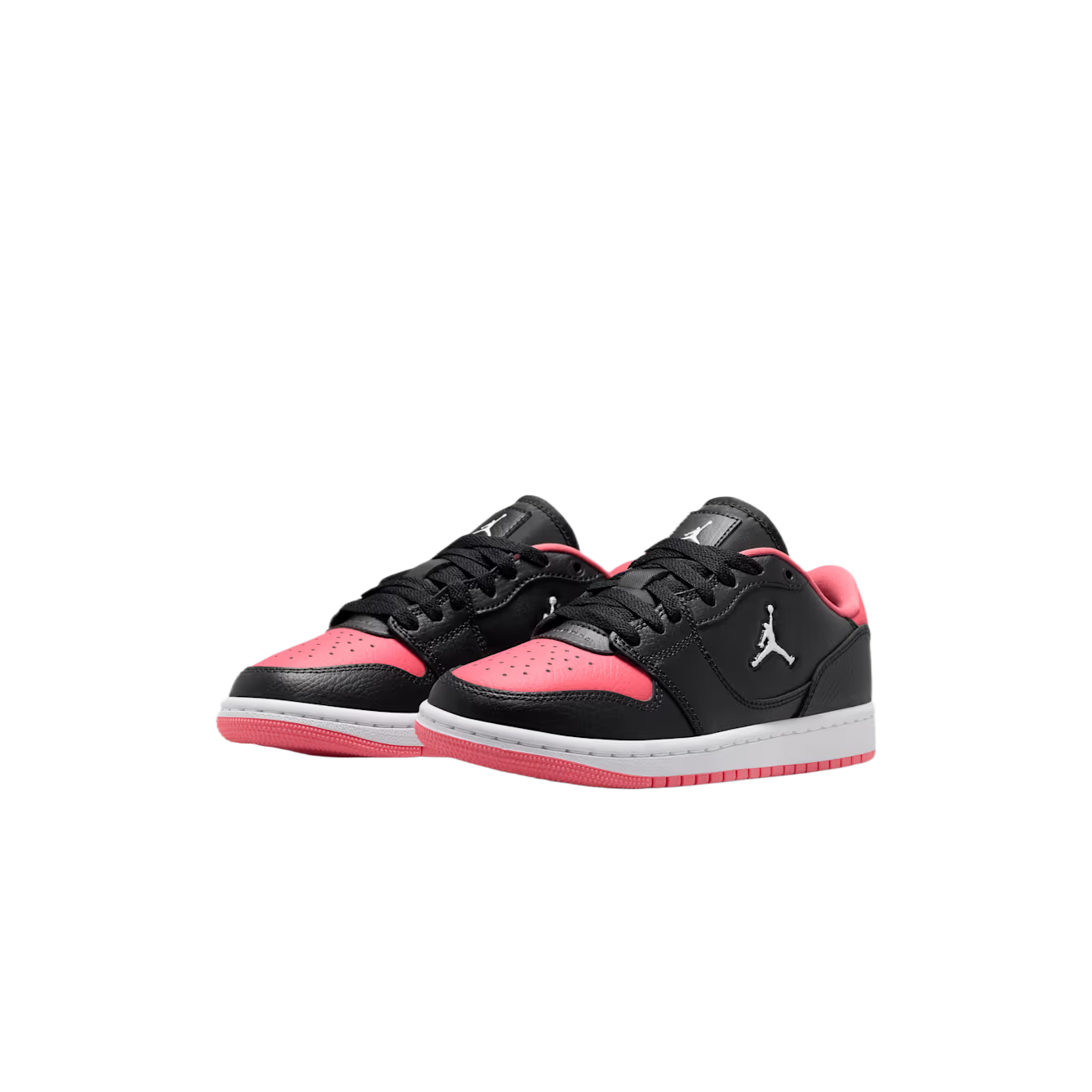 Настоящие кожаные низкие детские скейтерские кроссовки Unisex Jordan, черный/розовый gaze/белый — фото 4