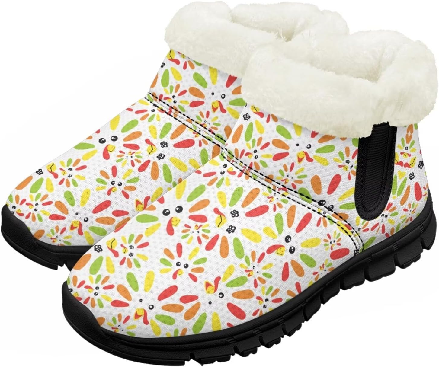 

Зимние сапожки для девочек-детей, противоскользящие прогулочные ботинки с меховой подкладкой, модные теплые короткие сапожки для вечеринки Pointodoor, Thanksgiving Turkey Print