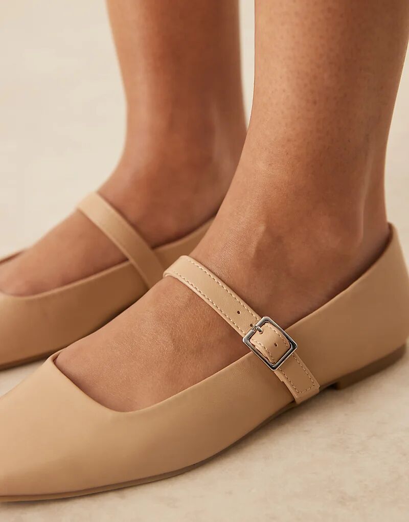 Балетки Lottie Mary Jane широкого кроя ASOS DESIGN бежевого цвета — фото 4