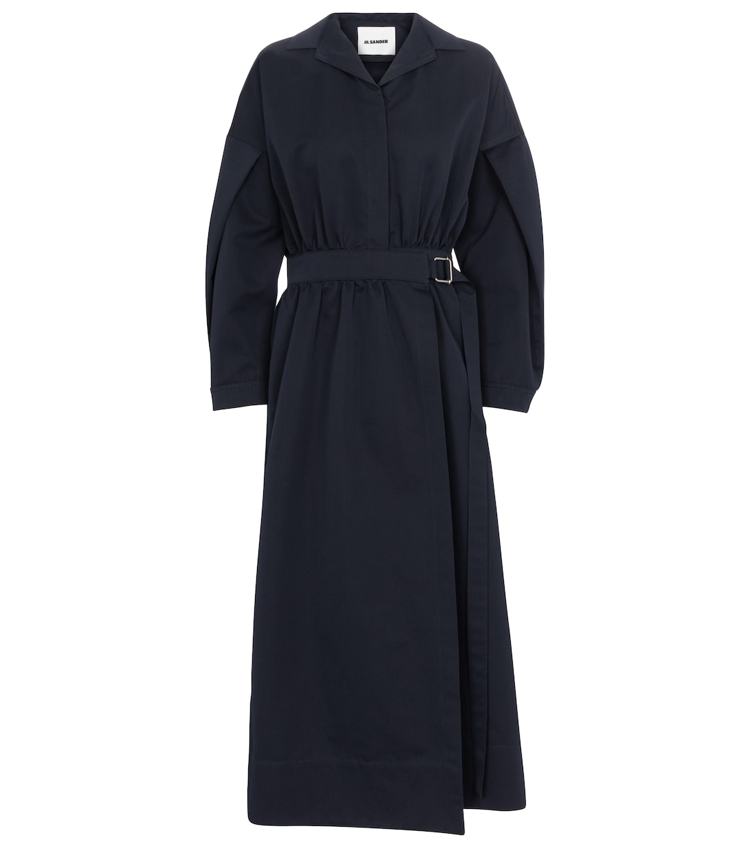 

Платье миди из смесового хлопка с поясом Jil Sander, Dark Blue