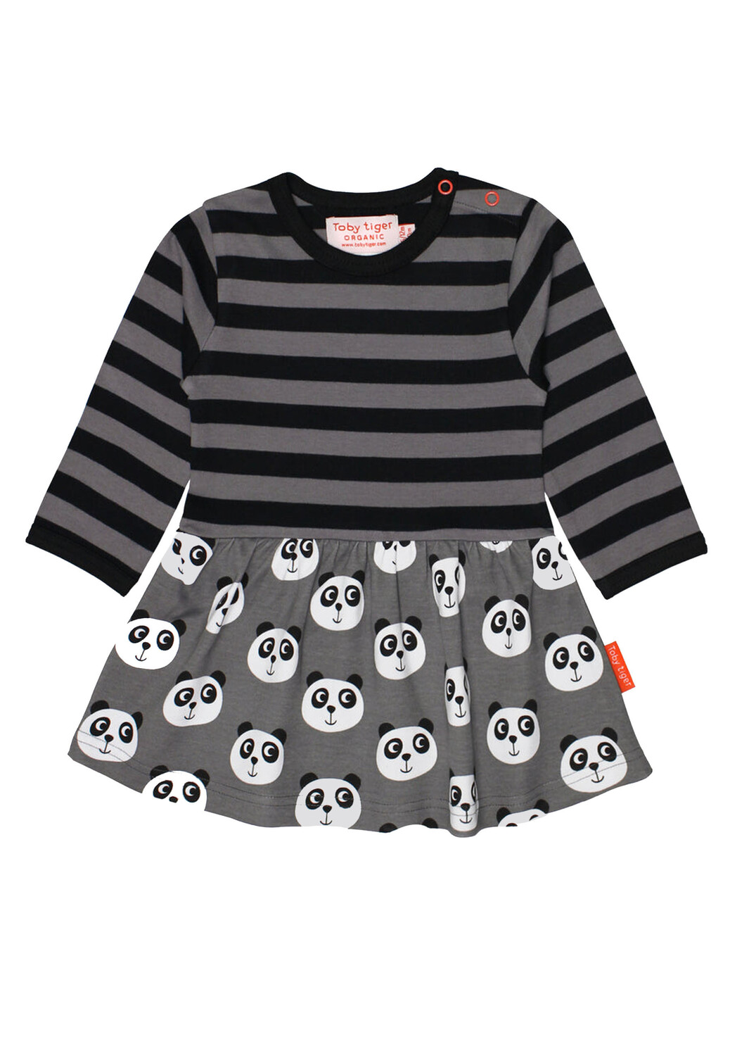 

Платье Toby Tiger mit Panda und Streifen Print, серый