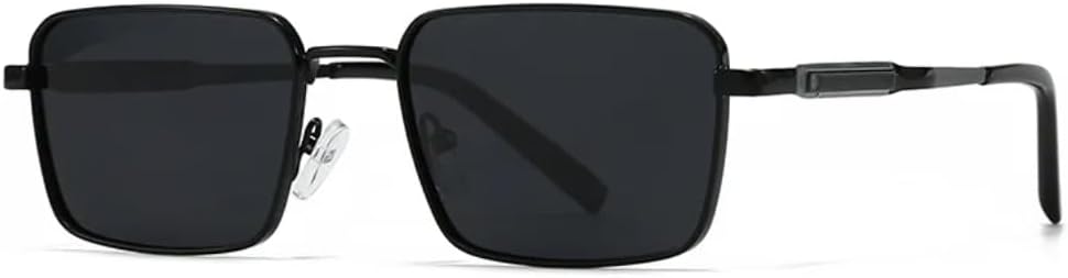 

Модные прямоугольные солнцезащитные очки для женщин в стиле ретро, ​​чайные заклепки, мужские панк-солнцезащитные очки с защитой от УФ-излучения UV400 UUPTTPL, C1 Black Black