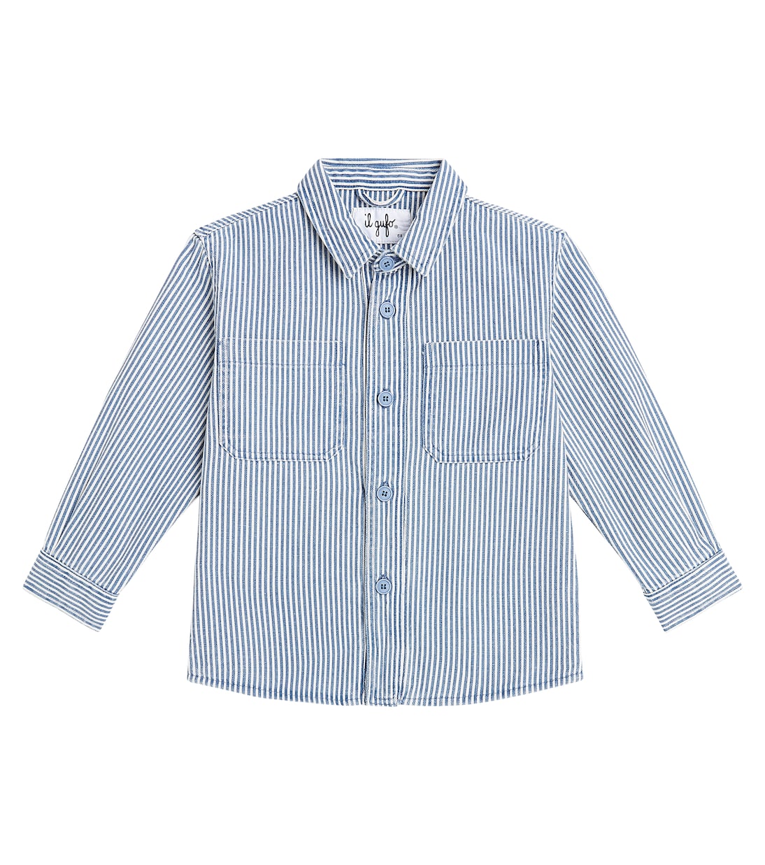 

Полосатая верхняя рубашка из хлопка и льна Il Gufo, Denim Blue