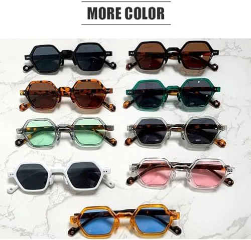 

Солнцезащитные очки в ретро-оправе для женщин и мужчин, многоугольные солнцезащитные очки, модные очки для вождения, защита от УФ-излучения UV400 MTZJH, Orange Blue