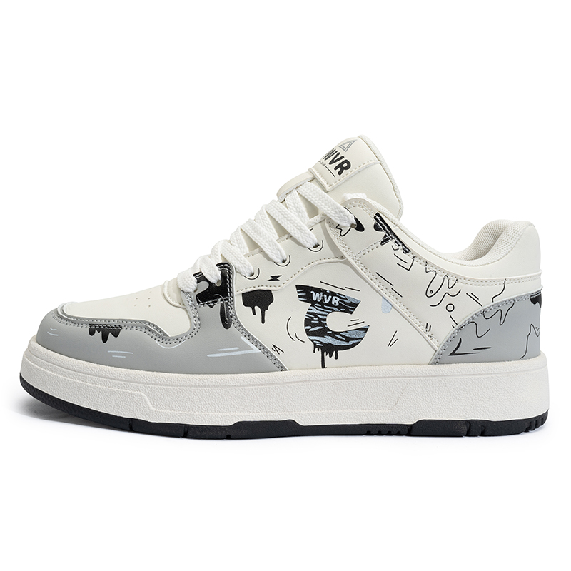 

JWVR Скользоустойчивые износостойкие высокие скейтерские кроссовки унисекс бело-серые (низкие), цвет White Gray (Low-Top)