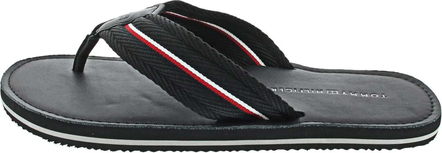 Tommy Hilfiger Herren Hilfiger Кожаные пляжные сандалииfm0fm05027 Zehentrenner, Black