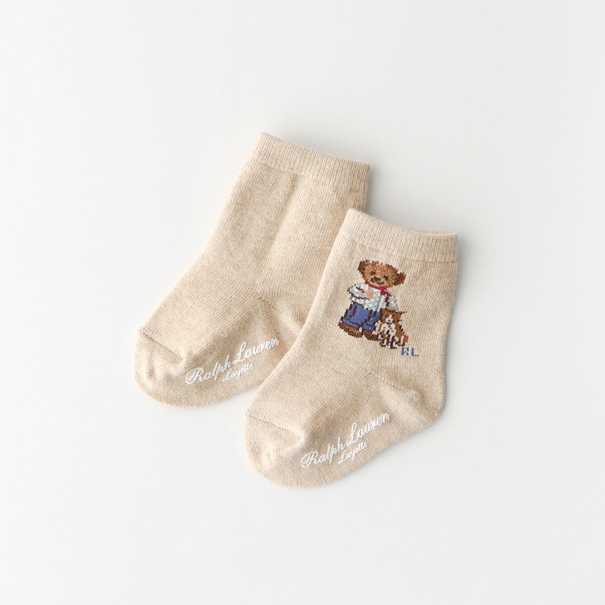 Детские носки Alan Isle Bear с нескользящей подошвой Polo Ralph Lauren, 21. Beige