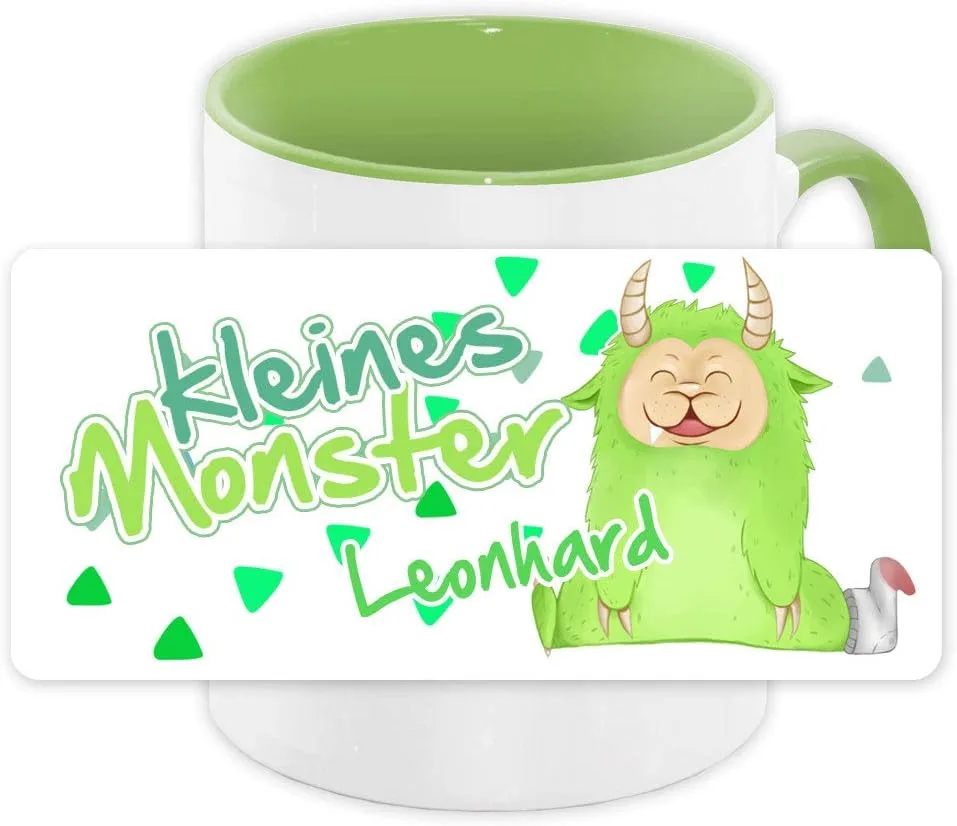 Керамическая кружка Leonhard с мотивом "Маленькое чудовище" для мальчиков, зеленая Eurofoto